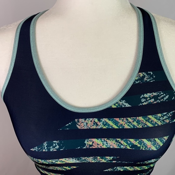 Under Armour Blue Striped Compression Sports Bra - Picture 2 of 7